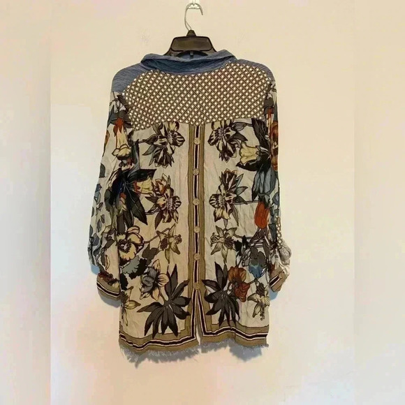 John Mark Floral Button Down Blouse Sz Large Long Sleeve Multicolor - Picture 6 of 6